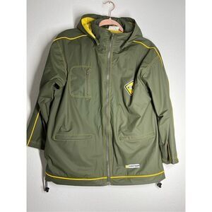 Kids Windbreaker Jacket Full zip Lined Green Size 10-12